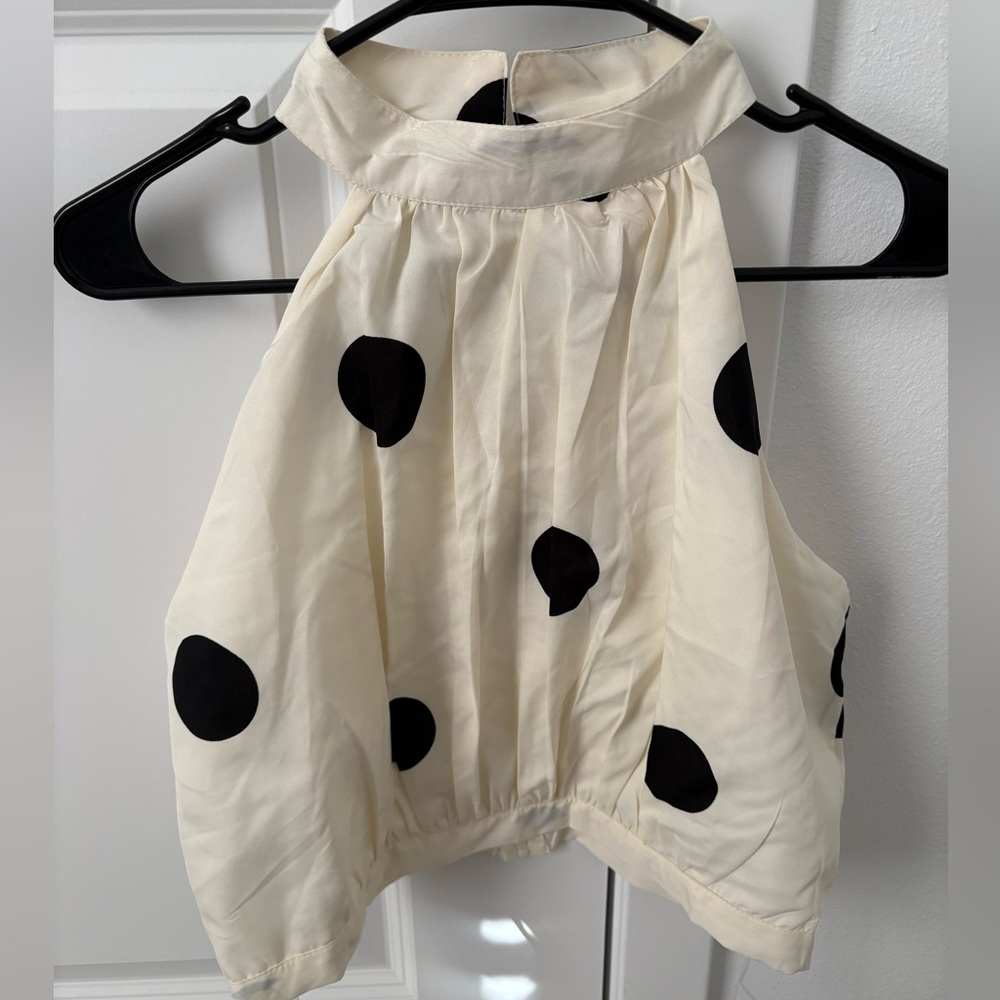 Us Together Cream and Black Halter Top